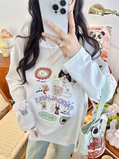 新商品 大人可愛い 求めてたデザイン 肌触り抜群 プリント 5色選択 TシャツE-9369