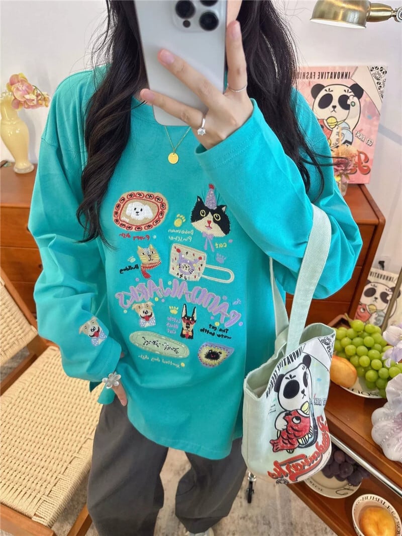 新商品 大人可愛い 求めてたデザイン 肌触り抜群 プリント 5色選択 TシャツE-9369