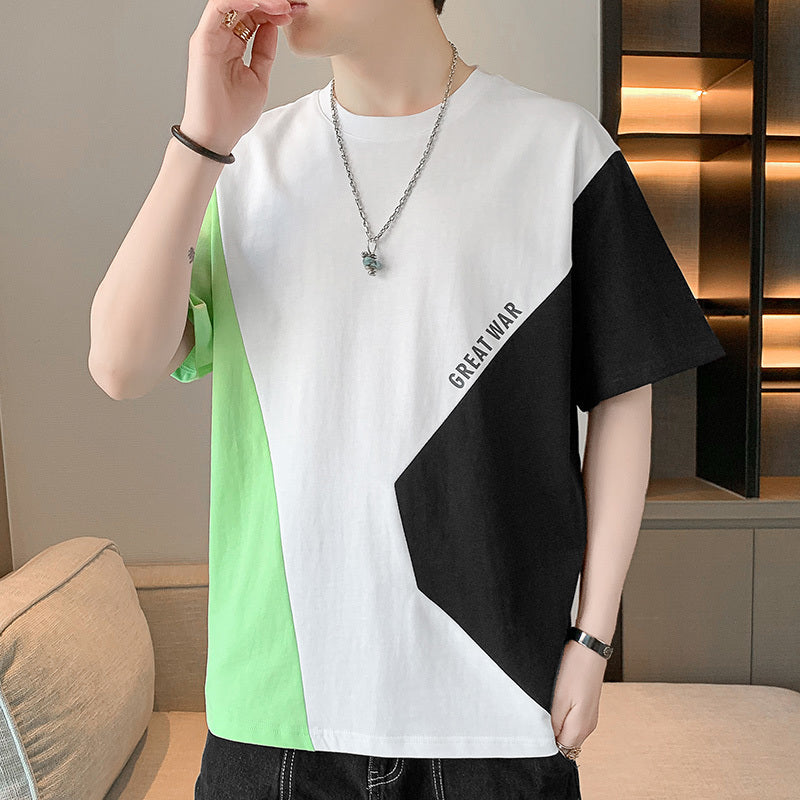 早い者勝ち 配色 ファッション 半袖 Tシャツ E-80062
