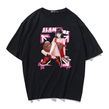 好感度100％ ファッション ラウンドネックプリント 5色選択半袖Ｔシャツ -A1169