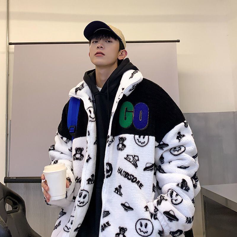 大人の定番シンプル 2色選択 カジュアル ラムフリース コート ボアジャケットE-10011