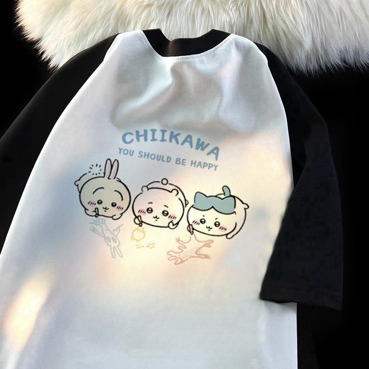超人気商品 大人可愛い ラウンドネック  切り替え  全2色 半袖Tシャツ -A1149