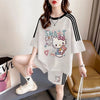 ルーズ レトロ プリント T シャツ + ショートパンツ セットアップ E-13183