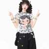 着瘦せ 水玉 プリント メッシュ Tシャツ F-13579