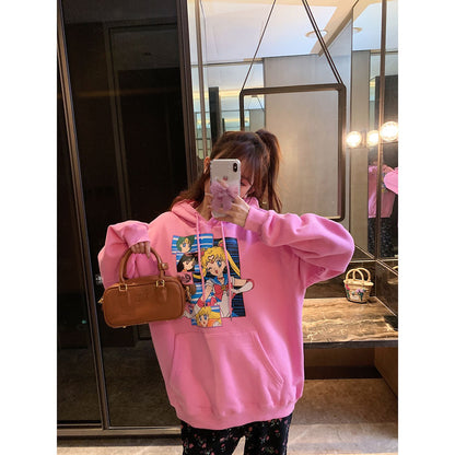 絶対流行  流行新作 目を奪われる  大人可愛い カジュアル  プリントパーカー -A1515