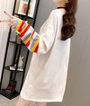 好感度UP シンプル ファッション 切り替え プリント Tシャツ -A763