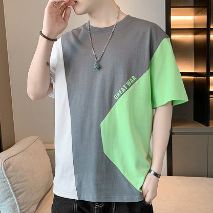 早い者勝ち 配色 ファッション 半袖 Tシャツ E-80062