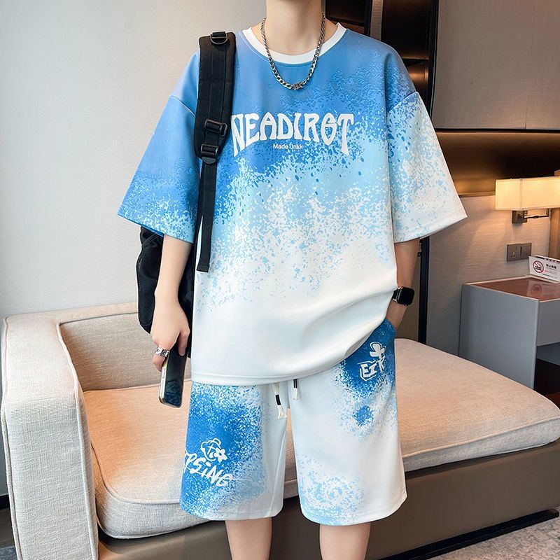 大人気アイテム グラデーション Tシャツ & ショーツ セットアップ E-80013