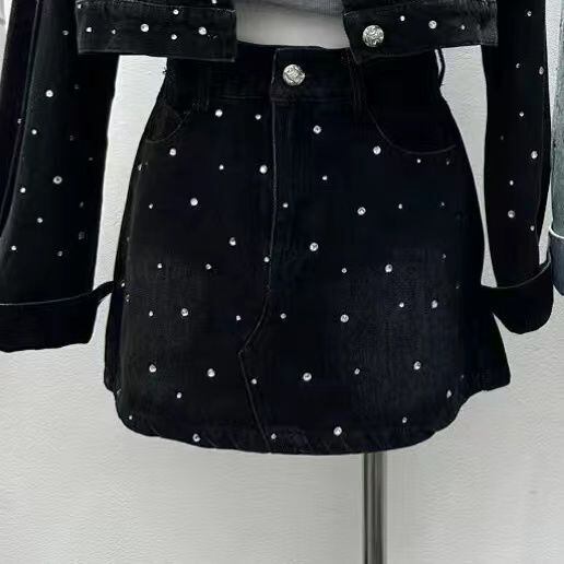 超人気 セット デニムジャケット＋ラップスカート E-6529