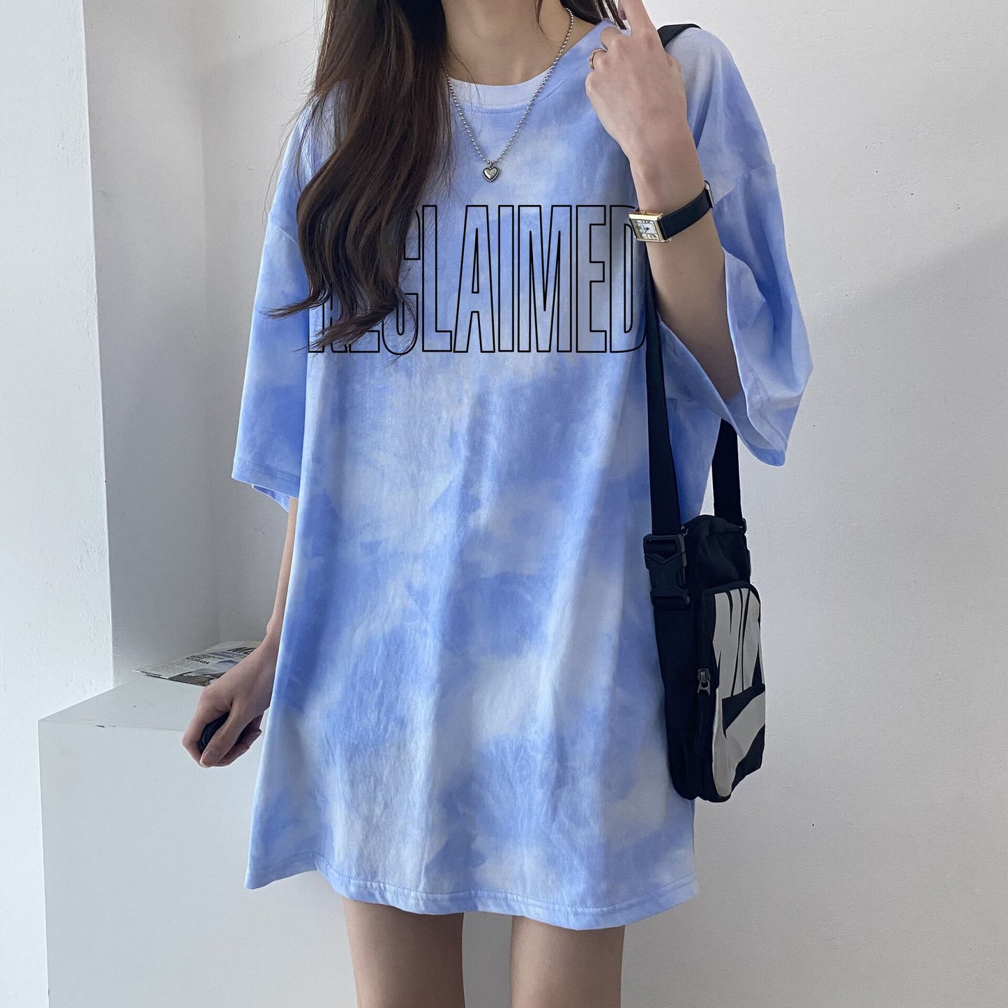 海外トレンド カジュアル 好感度UP 絞り染め 全4色 半袖 Tシャツ E-9219