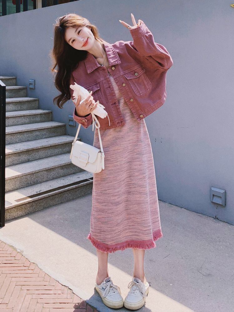 好感度UP カジュアル 女子マスト 定番シンプル 長袖ジャケット＋スカート セットアップE-10789