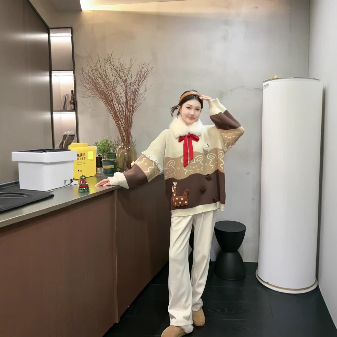 人気爆発中 トレンドアイテム 存在感抜群 大人可愛い カラーマッチング 2色選択ニットトップスE-10584