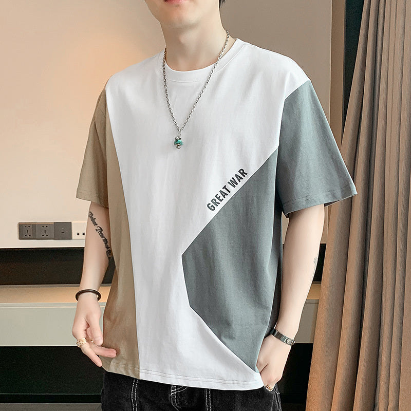 早い者勝ち 配色 ファッション 半袖 Tシャツ E-80062