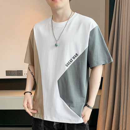 早い者勝ち 配色 ファッション 半袖 Tシャツ E-80062