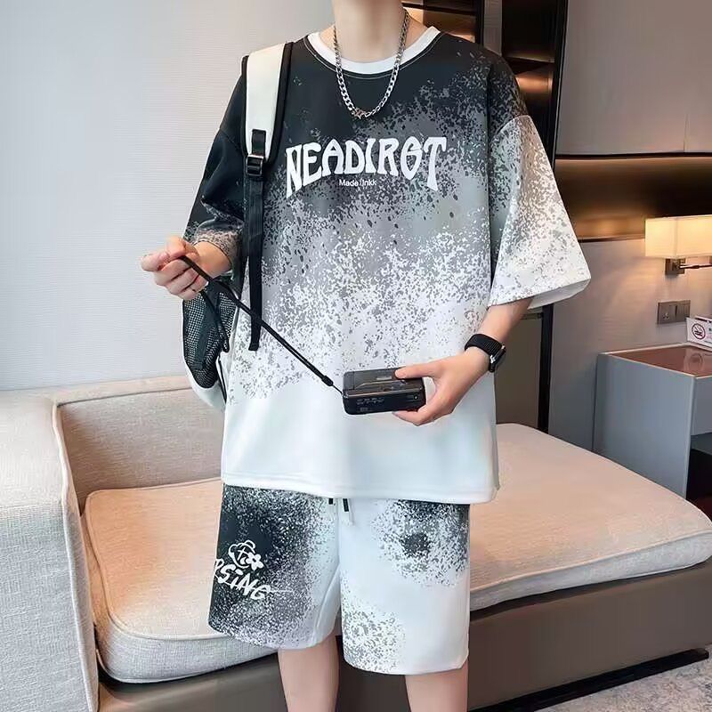 大人気アイテム グラデーション Tシャツ & ショーツ セットアップ E-80013