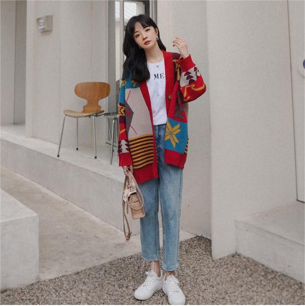 好感度UP   ゆったりとした怠惰なセーターコートE-5174