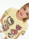 今季人気 クラッシュ加工 手描き風 オーバーサイズ Tシャツ F-13506
