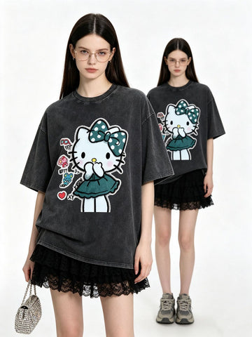 早い者勝ち 体型カバー プリント Tシャツ E-13481