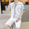 男女兼用 人気 カジュアル Tシャツ & ショーツ セットアップ E-80076