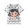 着瘦せ 水玉 プリント メッシュ Tシャツ F-13579