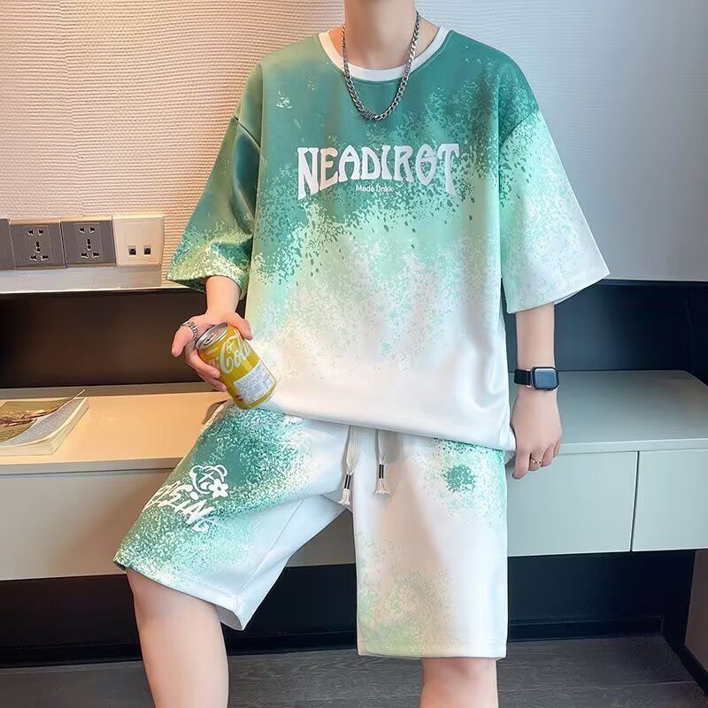 大人気アイテム グラデーション Tシャツ & ショーツ セットアップ E-80013