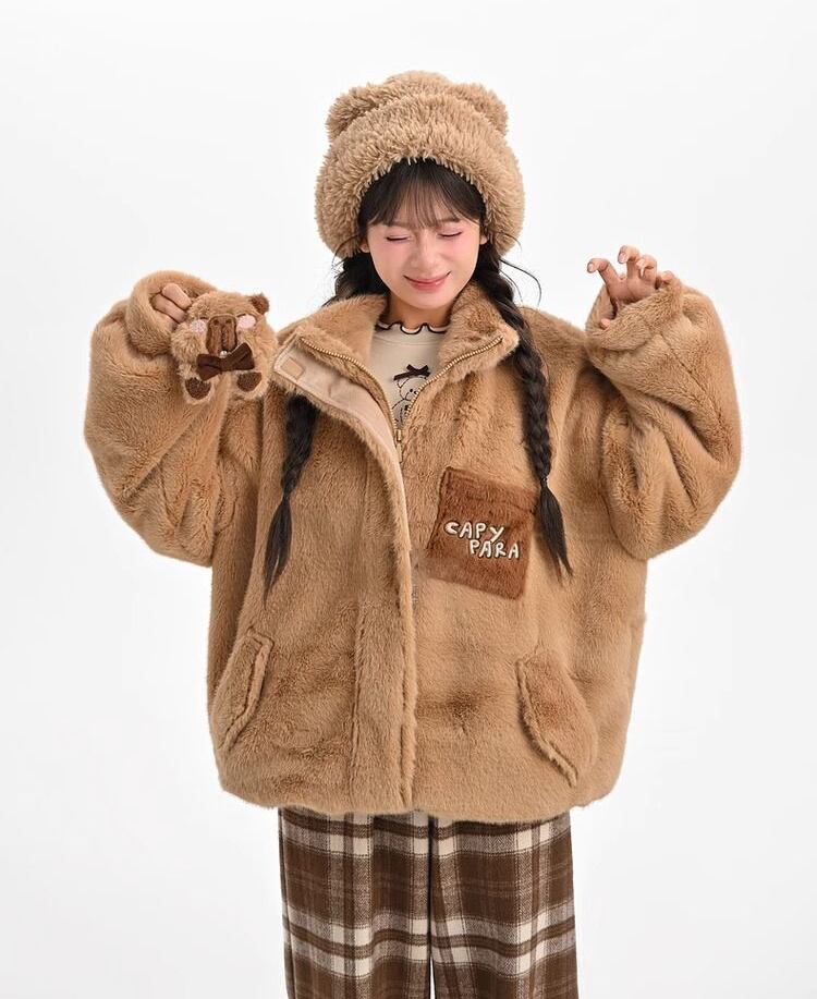 絶対欲しい 個性的なデザイン 大人可愛い 上質 ぬいぐるみのパーカートップス E-9889