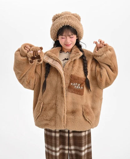 絶対欲しい 個性的なデザイン 大人可愛い 上質 ぬいぐるみのパーカートップス E-9889