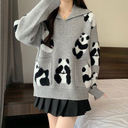 都市ファッショ デザイン オシャレ 海外トレンド 柔らかくて優しい印象 ニットトップスE-9630