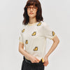 おしゃれ度高め 総柄 配色 半袖 薄手 ニット Tシャツ F-13495