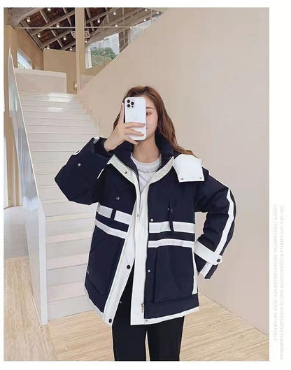 大活躍 オシャレ 都市ファッショ デザイン 気質アップ 切り替え ダウンジャケット E-9871