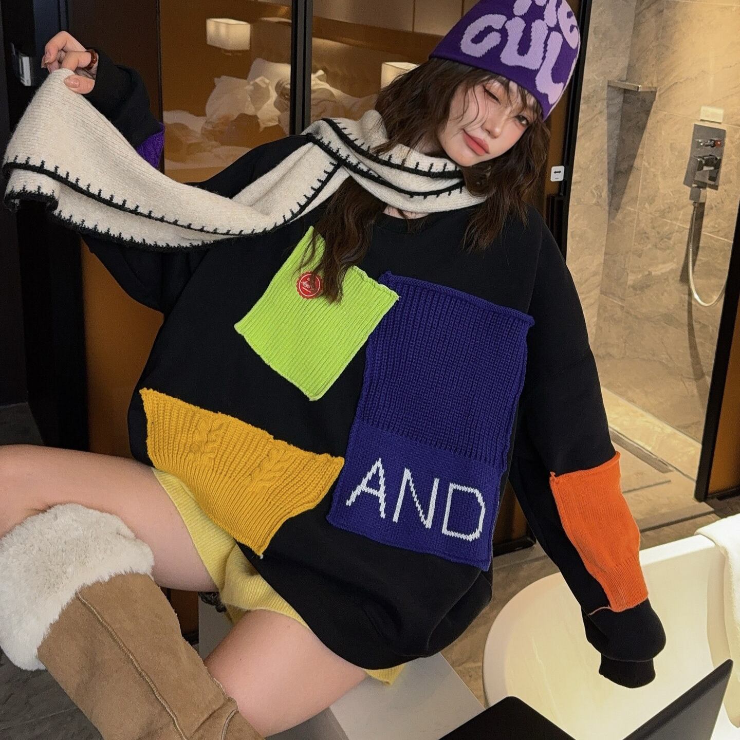 美人度アップ  キュート  柔らかくて優しい印象  カジュアル   3色 スウェット  E-12213