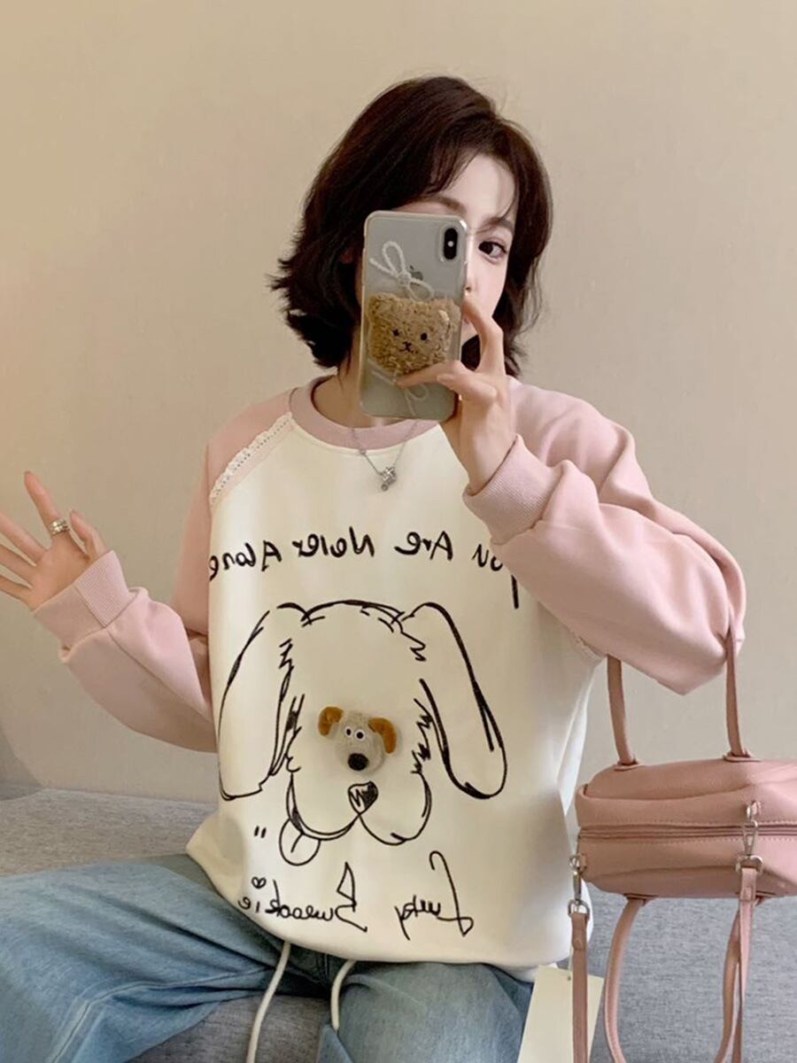 高見えデザイン 3色 プラスベルベット スウェットE-10277