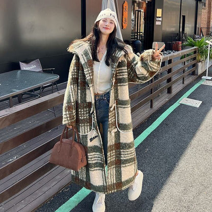 オシャレデザイン プラスベルベット デニム カーディガンE-10305