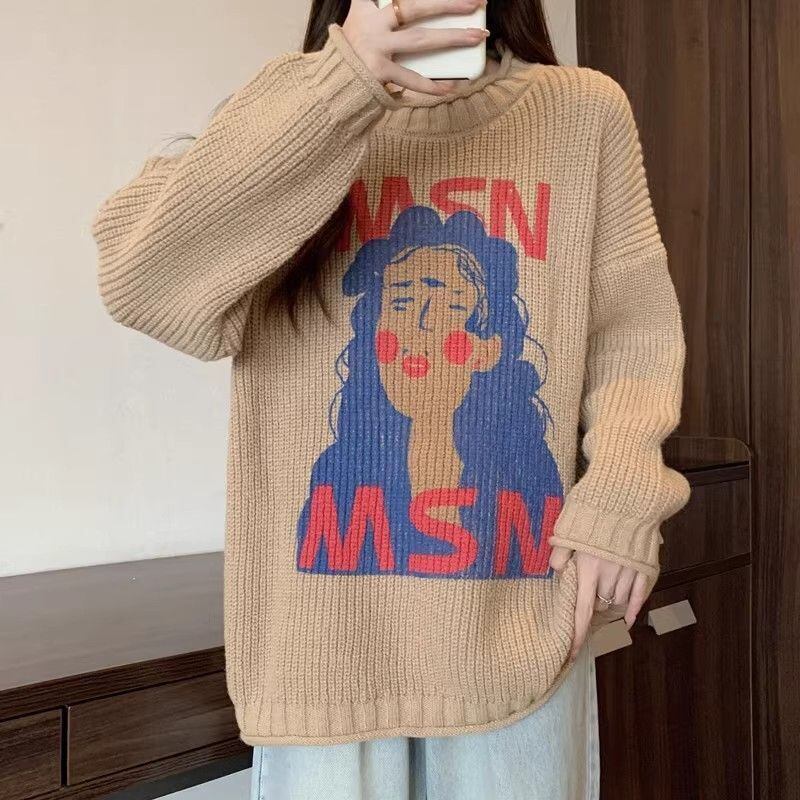 大活躍 高見えデザイン スタイルアップ効果抜群 4色選択 ニットトップスE-9827