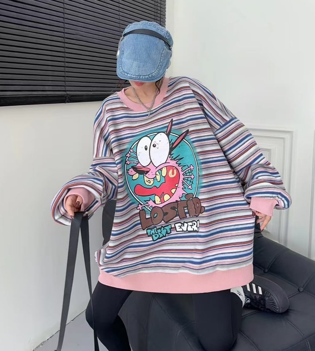 【裹起毛】オシャレデザイン  Eweet系可愛い スウェットE-10564