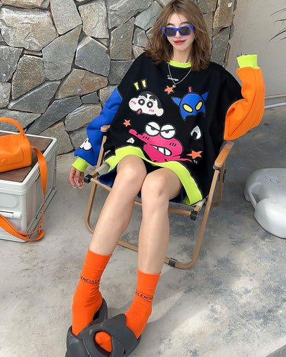 超人気 着回し力抜群 ファッション感満々 カラーマッチング 切り替え  全2色  パーカー -A1516