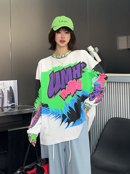 着回し力抜群 アバンギャルド 個性的なデザイン プリント全2色 TシャツE-9225