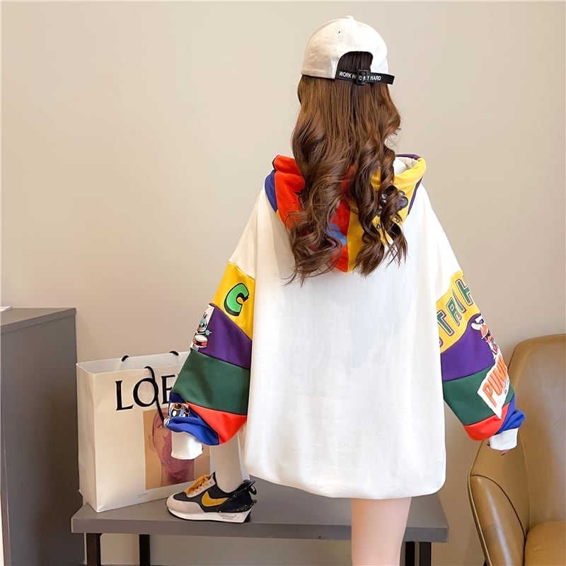 【半額！期間限定！！】(裏起毛あり)ファッション キュート 個性派 長袖 スウェット パーカー トップスE-2160