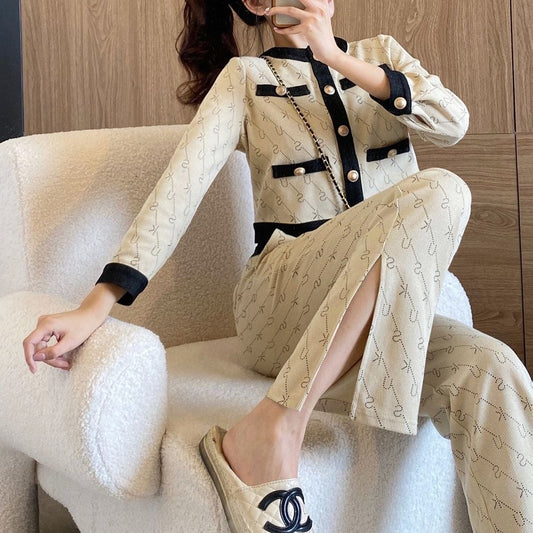 質感のいい おしゃれ度高め 好感度UP 着心地良い トップス+パンツセット E-10853