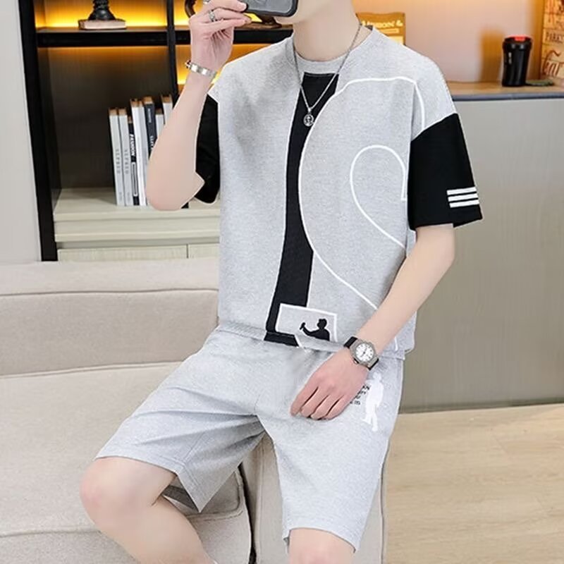 男女兼用 人気 カジュアル Tシャツ & ショーツ セットアップ E-80076