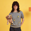 おしゃれ度高め 総柄 配色 半袖 薄手 ニット Tシャツ F-13495