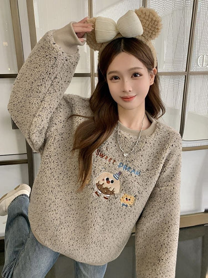 絶対欲しい刺?ロゴもこもこボアスウェット全2色E-4548