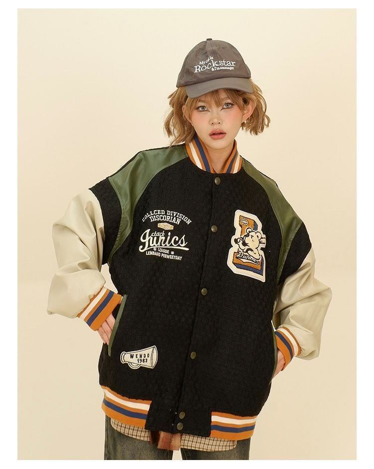 大活躍 切り替え ユニセックス スタジャン 全2色コートE-4832