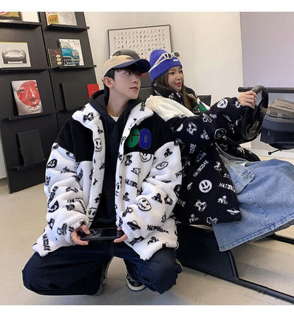 大人の定番シンプル 2色選択 カジュアル ラムフリース コート ボアジャケットE-10011