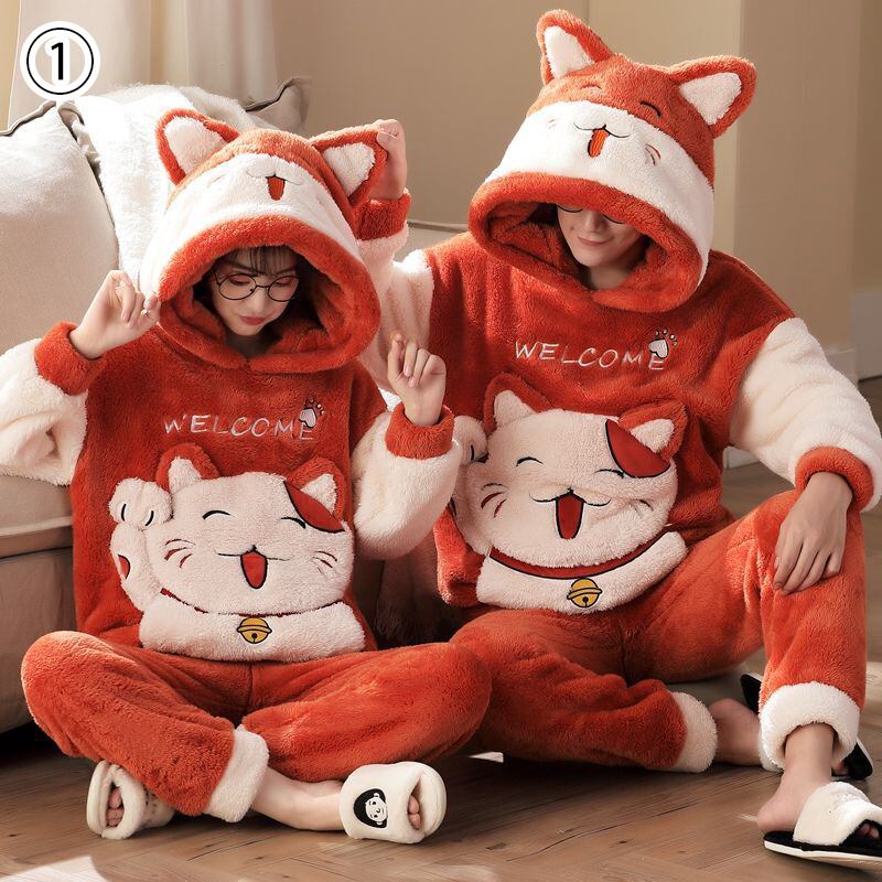 絶対欲しい 柔らかな肌触りで着心地も楽ちん！3種選択 高見えデザイン サンゴフリース カップル パジャマ E-9772