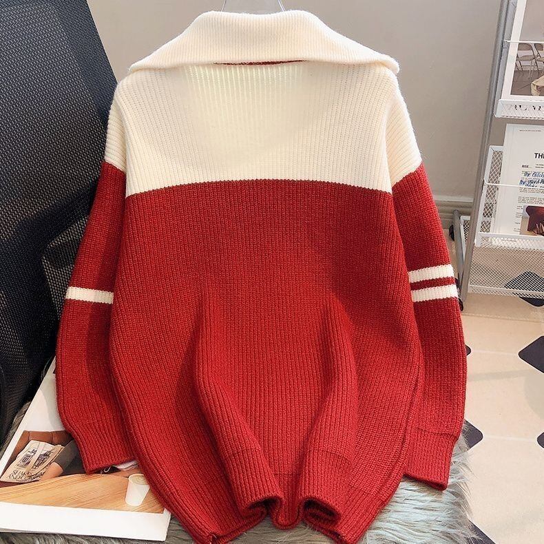 知的 美人度アップ  2色 ハーフジップニットE-12385