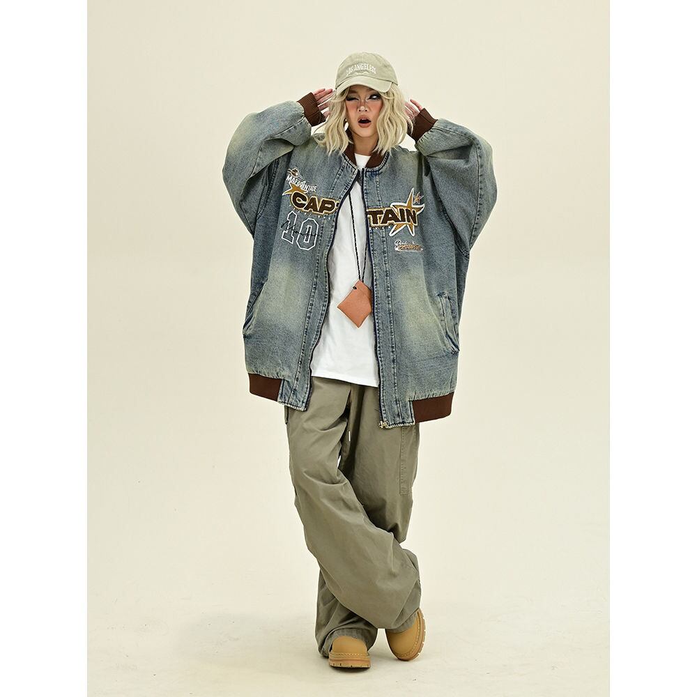 売れ筋 デザイン オシャレ デザイン性抜群 デニム 切り替え ジャケット E-10064