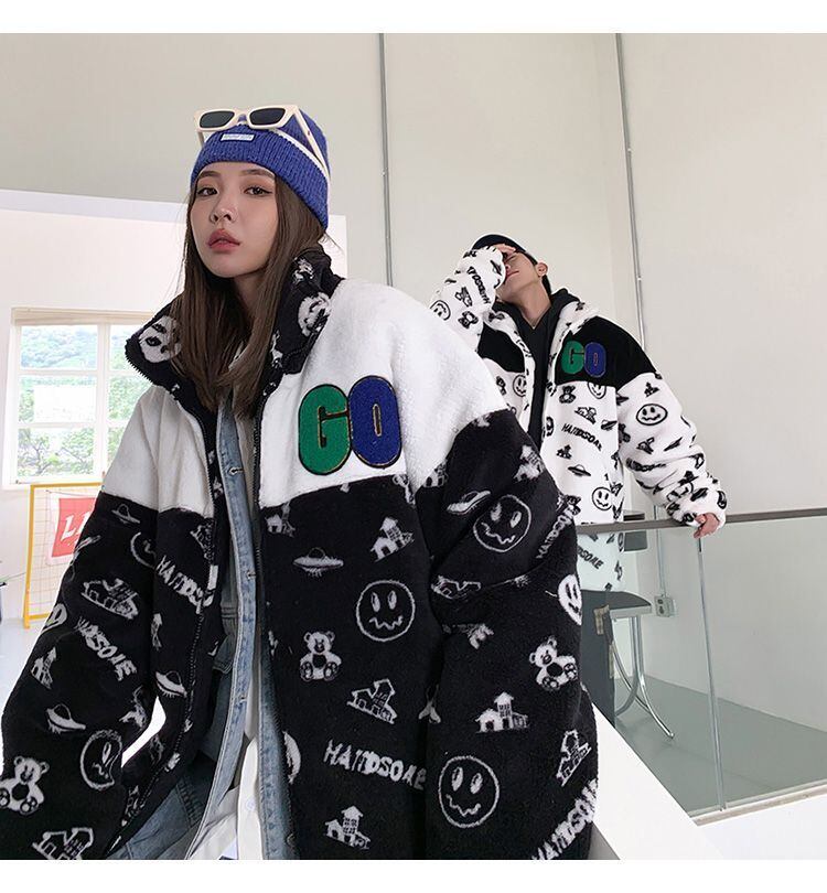 大人の定番シンプル 2色選択 カジュアル ラムフリース コート ボアジャケットE-10011