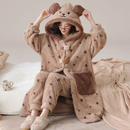 絶対欲しい コーラルベルベットパジャマ女性冬プラスベルベットと厚みのある 肌触り抜群 パジャマE-9826