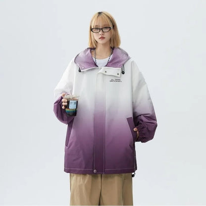 話題沸騰中  防寒  撥水加工 バックビッグロゴ 男女兼用 4色展開 グラデーションのウィンドブレーカーE-12713